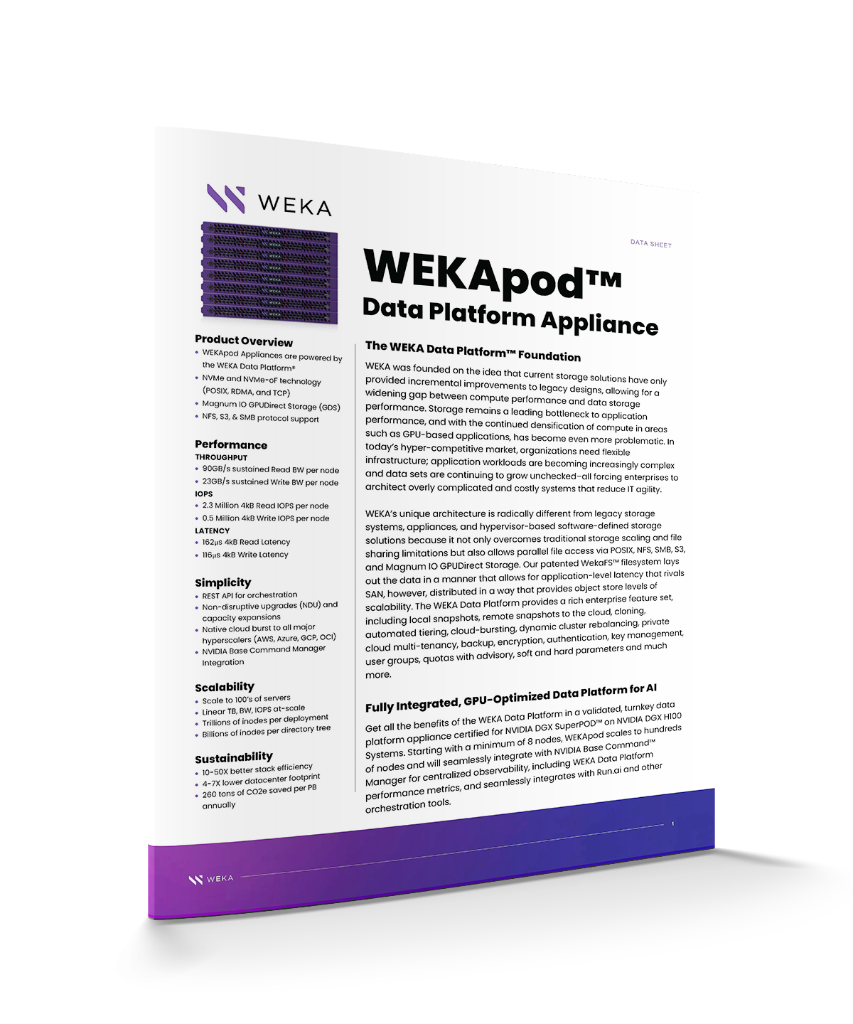 NVIDIA DGX BasePOD™️ pairs NVIDIA GPUs with the WEKA Data 