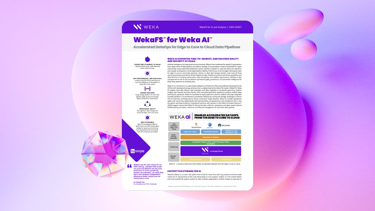 AI Datasheet – faster deep learning for artificial intelligence and analytics