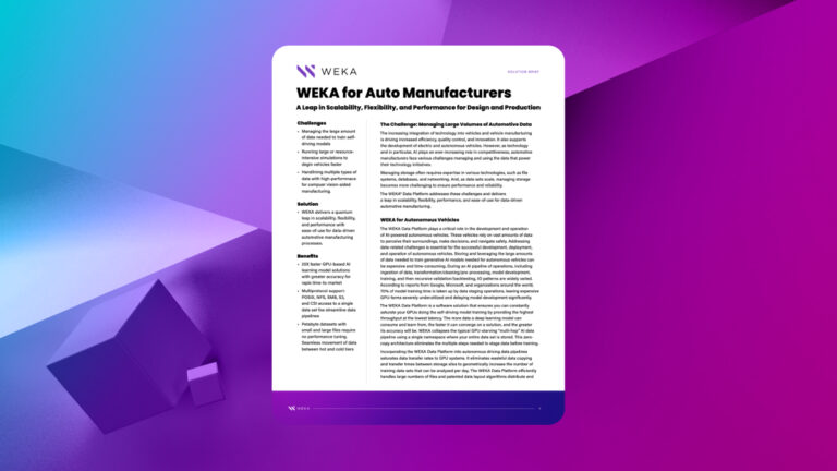 WEKA for Auto Manufacturers