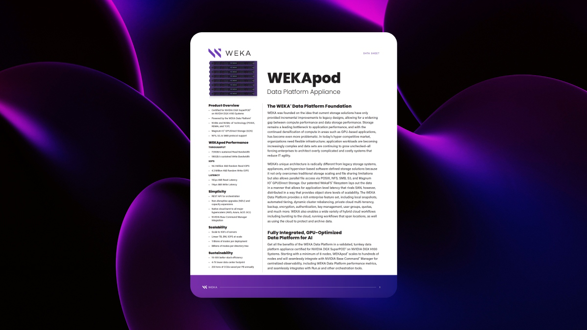 The WEKApod Data Platform Appliance