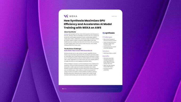 How Synthesia Maximizes GPU Efficiency and Accelerates AI Model Training with WEKA on AWS